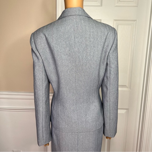 LE SUIT 2PC Light Gray  Polyester Lined Notch Collar Career Skirt Suit Size Ser - Picture 10 of 10